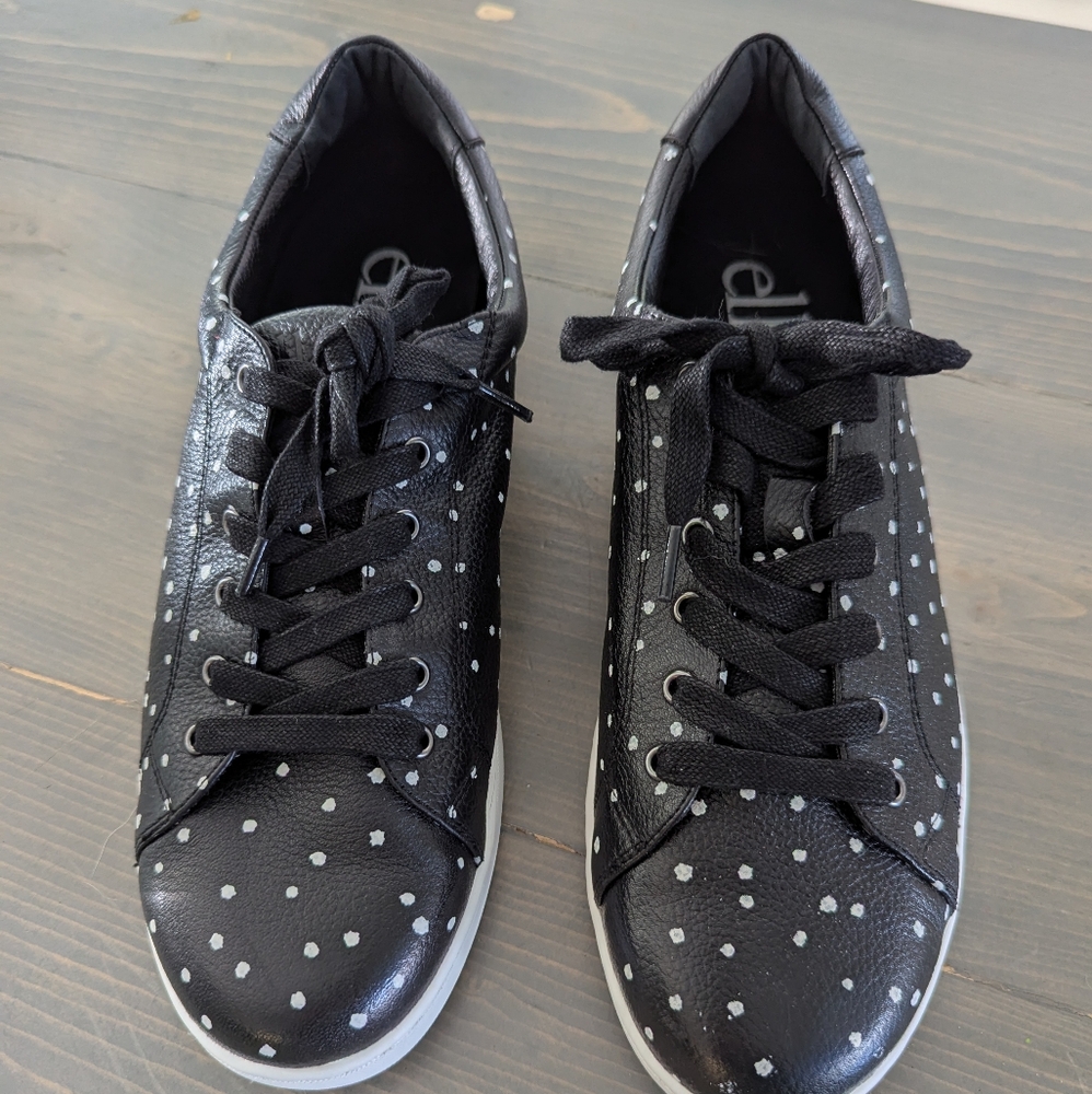 Elk Women's Leather Black Polka Dot Sneakers